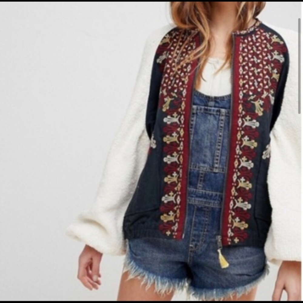 Free People Bohemian Embroidered Jacket Size:L